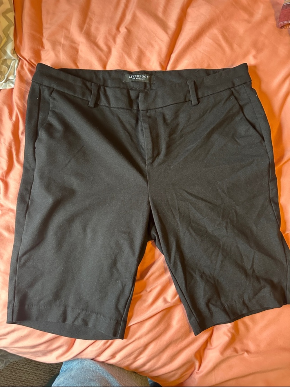 Liverpool Black Stretch Bermuda Shorts